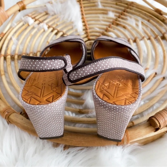 Chie Mihara Polka Dot Heels Slingback Gray Taupe Open Toe - Picture 7 of 12